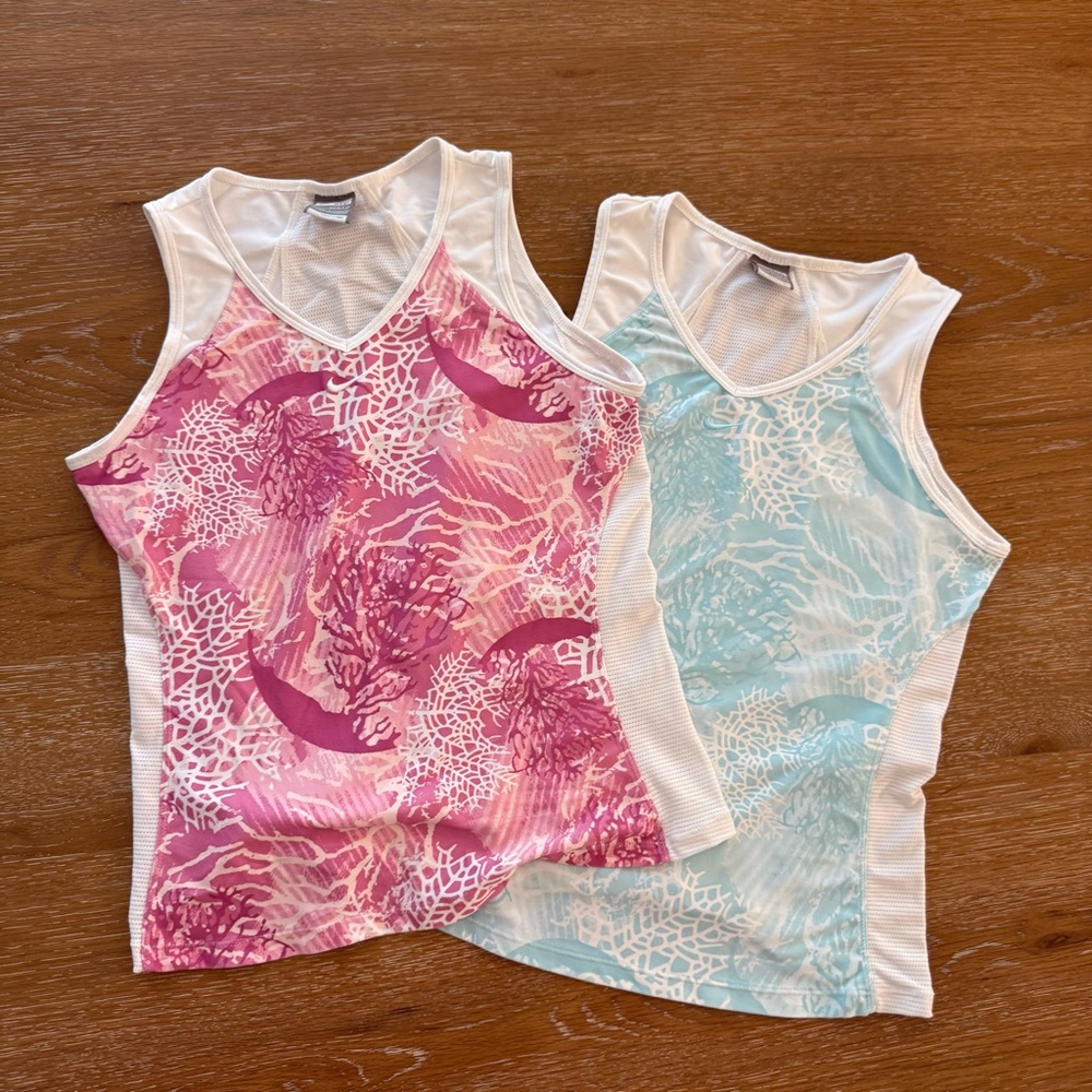 Nike Pink and Blue Activewear Tank Tops size S